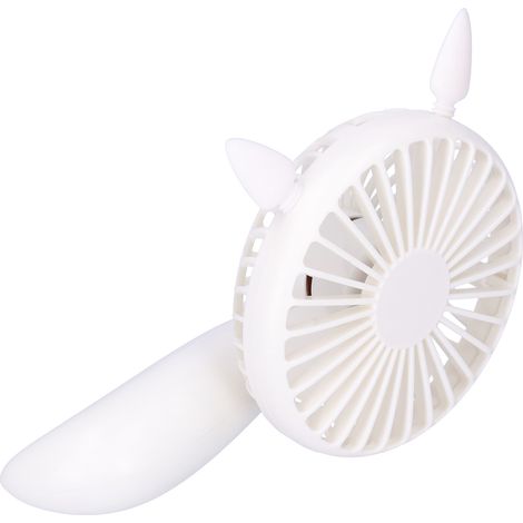 Ventilateur de Bureau USB Rechargeable avec Rotation 180° - Mini Ventilateur Portable Blanc (1/5)