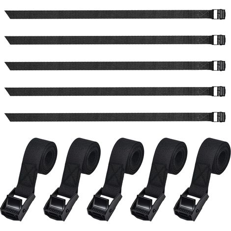 Lot de 5 sangles d'arrimage courtes de 50 cm avec boucle de serrage, petites sangles d'arrimage pour porte-vélos, capacité de charge de 250 kg, sangles de fixation réglables pour voiture, porte-vélos (1/5)