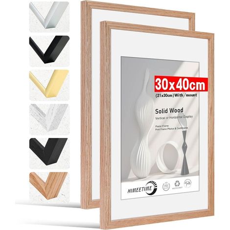 Bilderrahmen Eichenholz 30x40 Passepartout A4 Holz Eiche 30x40cm 2x (1/5)