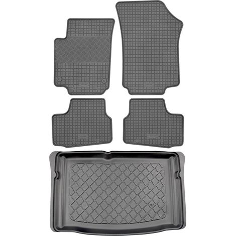 Ensemble de tapis de sol en caoutchouc pour Seat Mii Hatchback (3/5 portes) de décembre 2011 à 2019 : tapis de sol de voiture et tapis de coffre. (1/5)