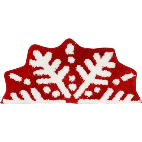 CCYKXA Badematte mit Schneeflockenmuster, winterliche Fußmatte, dekorative Badematte, rutschfeste, halbrunde Duschmatte (1/5)