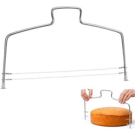 Divisore per torte regolabile in acciaio inox, affettatrice a filo per torte a strati, taglia-torte regolabile in altezza, strumento professionale, facile da pulire, taglia-filo, taglia-pasta (1/5)