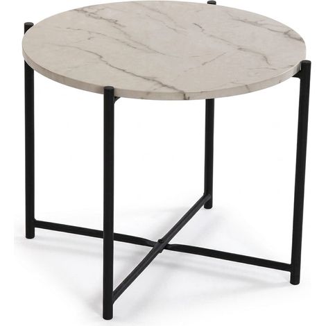 Tavolino Rotondo da Salotto Moderno Design Elegante Casa Soggiorno 51x40cm EFFETTO MARMO (1/5)