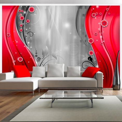 Papier peint derrière le rideau rouge - 150 x 105 cm (1/4)