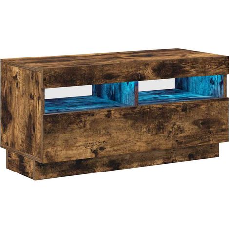 vidaXL Mobile Porta TV con Luci LED Rovere Fumo 80x35x40 cm
