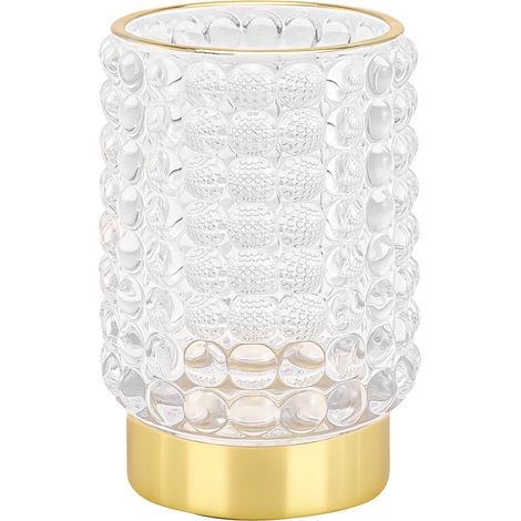Rangement Maquillage,Rangement Pinceaux Maquillage en Verre,Pot Pinceau Maquillage Vintage,Porte-Stylo,Vase Rayé,Organisateur de Maquillage pour Chambre,Bureau et Salle de Bain(Transparent L) (1/5)