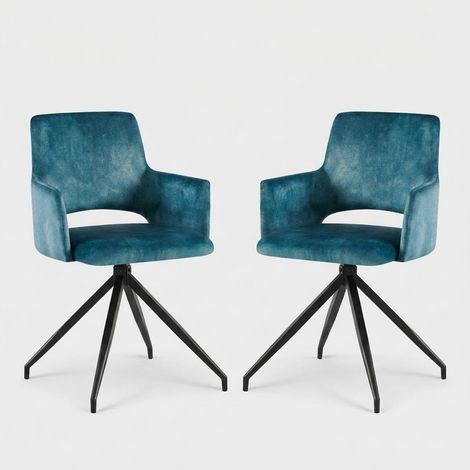 Set 2 poltrone tessuto effetto velluto con gambe in metallo Lysandra - Blu