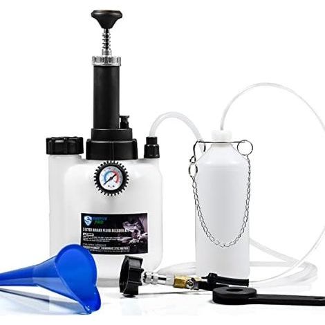 Kit Purge de Freins Voiture - Système Vidange Liquide Frein 3L avec Bouteille Récupération 1L et Adaptateur E20 Compatible Véhicules Européens adaptateur Standard-E20 (1/5)