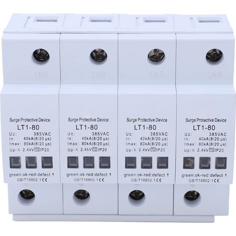 Parafoudre AC modulaire 4P 40-80kA 385V, dispositif de protection anti-surtension à réponse rapide, installation sur rail, conception ignifuge (1/5)