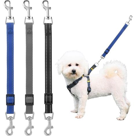 Collier Chien Connecteur - Boucle De Secours Réglable 28-37 Cm - Acier Inoxydable Et Nylon - Pour Collier Ou Harness - Lot De 3 (1/5)