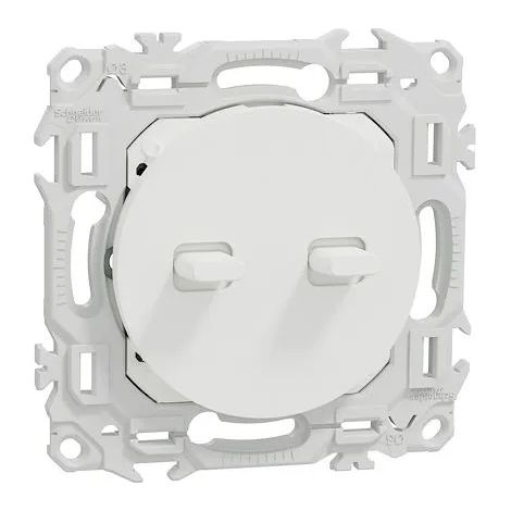 Doppel-Wechselschalter oder Druckschalter mit Hebel Odace 10AX Kreideweiß - SCHNEIDER - S920213 (1/2)