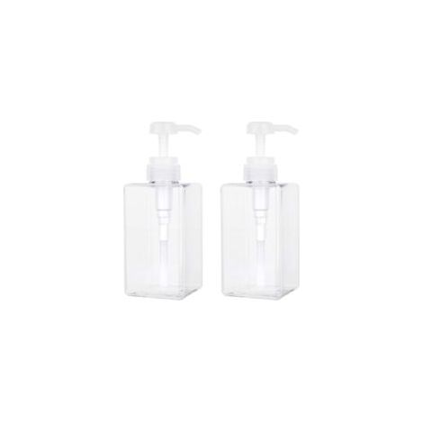 Set di 2 flaconi vuoti in plastica con dosatore a pompa da 450 ml, contenitori per cucina e bagno - Trasparenti - Crezuo