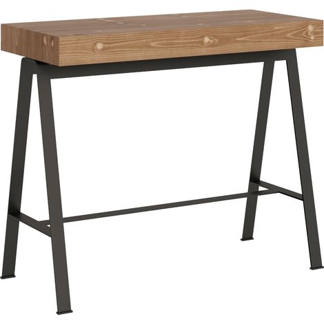 Console extensible sapin massif foncé et pieds métal anthracite 40 à 190cm Idris basic-Version basic (1/5)