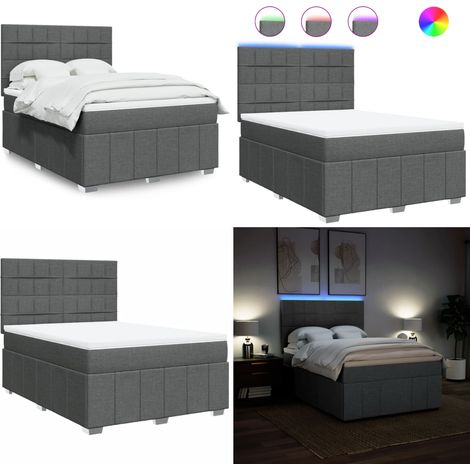 vidaXL Boxspringbett mit Matratze Dunkelgrau 140x200 cm Stoff (1/5)