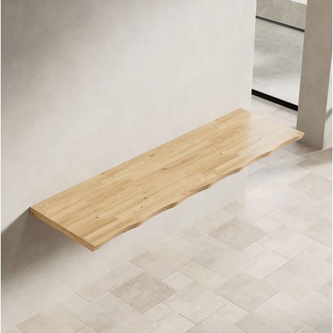 Planche en bois 160x38x3,8 cm, couleur bois naturel, gain de place pour salle de bain FloraGrace (1/5)