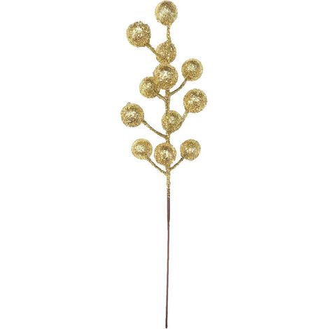 Jeffergarden Décorations de Noël (dorées), 12 têtes, bouquet de fruits artificiels pailletés or et argent, branches de Noël, 21 cm (1/5)