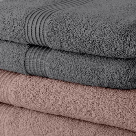 Serviette De Toilette - 50 x 90 cm - 100 % Coton - 450 g/m² - Rose Et Acier - Lot De 10 (1/2)