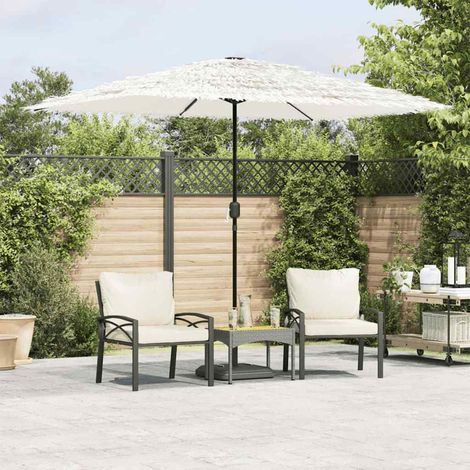 Parasol de Jardin avec Manivelle Mât en Acier et Paille Blanc 300 x 200 x 250 cm - PANGIVO (1/5)