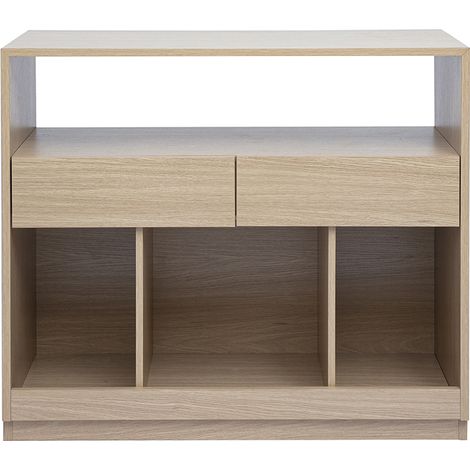Console avec tiroirs finition bois clair chêne L100 cm RUBINA