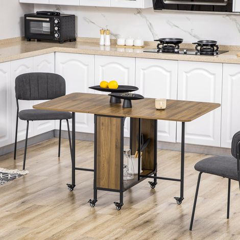 Esstisch klappbar mobil für 6 Personen, Ablage für kleine Räume, bis 50kg, 130x80x74cm, hellbraun, Modern Design (1/5)