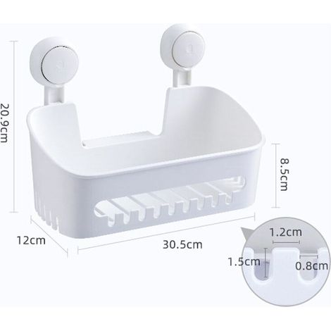 Etagère de Douche Ventouse Serviteur de Douche sans Perçage Ventouse Panier de Douche Amovible pour Salle de Bain Panier Rangement Douche & Cusine pour Shampooing Revitalisant Savon ,Blanc,1 pièce (1/4)