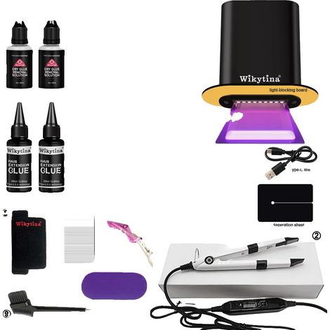 Extensions de Cheveux, Technologie de Colle UV, Résultats de Qualité Salon, Kit de lumière UV-I (1/2)