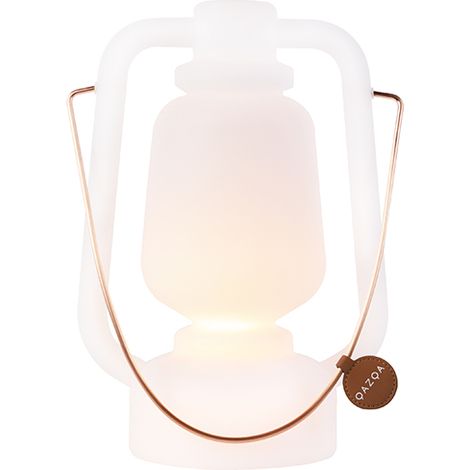 QAZQA + Moderno Lámpara de mesa recargable 30 cm IP44 blanca - Storm Small Plástico Redonda Incluye LED Max. 1 x 3 Watt