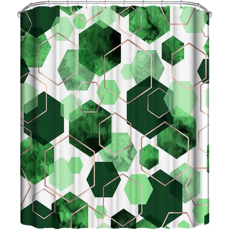 1 rideau de douche Divers accessoire de portail, motif géométrique abstrait, vert sauge, polyester, œillets antirouille, salle de bain (1/5)