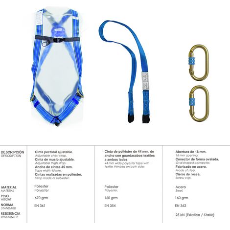 Arnes Anticaidas Kit Seguridad Nº 1 (4 piezas) EN361