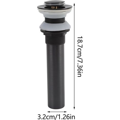 Evier de Salle de Bains en Laiton et Acier Inoxydable, Bouchon à Poussoir, Sans Trop-plein, Kit de Vidage pour Lavabo 41-50mm avec Tige de Levage (1/5)
