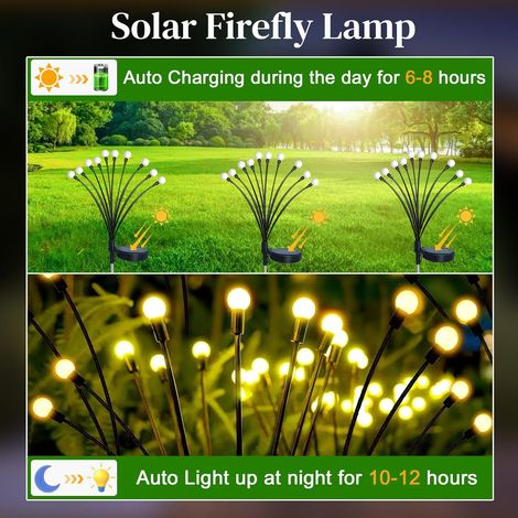 4 Pièces Luciole Solaire Exterieur Jardin, 10 Led Lumières Solaires Lucioles, Ip65 Étanche, Balancer Lumière Solaires, Exterieur Décoration Pour Jardin, Chemins, Passerelle, (Blanc Chaud) [Classe Éner