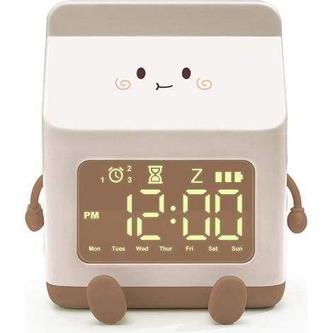 Réveil Mignon pour Petites Filles - Forme Bouteille de Lait - Aide à l'Apprentissage du Sommeil - Usage Domestique ou Scolaire