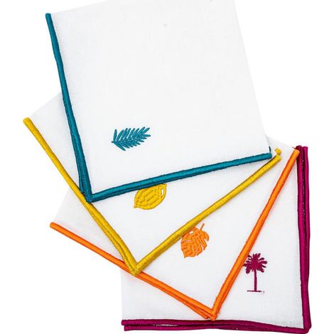 Lot de 4 Serviettes de Table "Yucatan" 40x40cm Blanc (1/5)