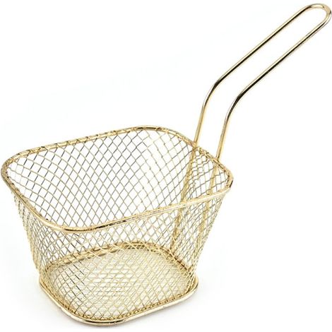 Quadratische gusseiserne Bratpfanne, für Küche, Restaurant, Snacks, Grill, Kochkorb (gold) (1/4)