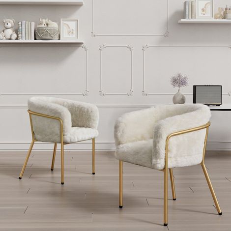 Sedia da pranzo 57 x 57 x 77 cm set da 2 in metallo bianco HAVRYA (1/5)