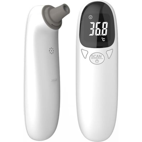 Thermomètre frontal infrarouge sans contact GrouopM, thermomètre médical à piles, mesure rapide de la température corporelle, modèle Hushållsöron, précis et hygiénique. (1/3)