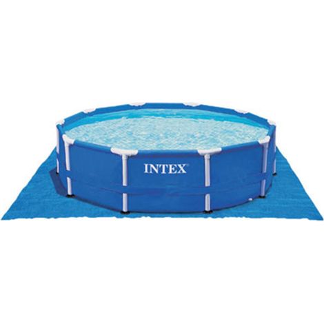 Tapis de sol rond pour piscine – Diamètre 5,49 m, largeur 5,64 m, épaisseur 0,13 mm – En polyéthylène tissé résistant à la décomposition, protection optimale du sol (1/3)