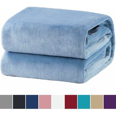 Comfortable blanket Fluffy blanket, extra soft and warm blanket in the living room, 150x200cm flannel fleece blanket, wrinkle-resistant / anti-fade as sofa blanket or bedspread - sky blue (1/5)