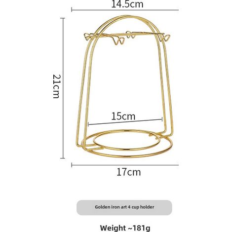 Porte-tasses à café doré Amazon, support en fer pour 4 ou 6 tasses, base électroplaquée, échantillon de production (support arqué doré pour 4 tasses et soucoupes) (1/5)