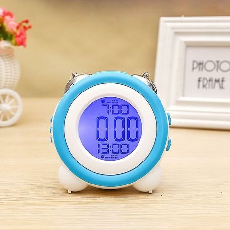 Réveil fort pour les gros dormeurs avec alarme en option, double réglage d'alarme, fonction Snooze (bleu et blanc) (1/5)
