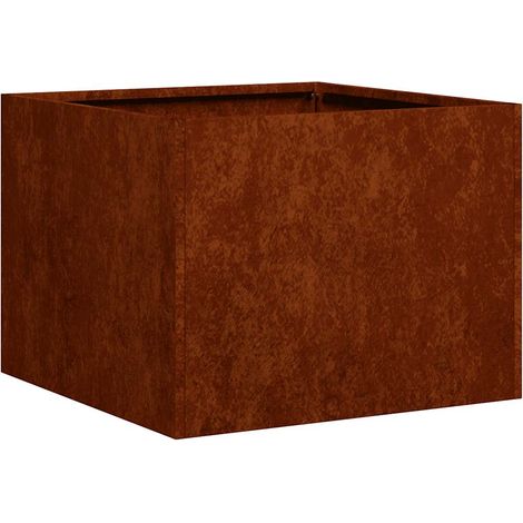 Jardinière Bac à fleurs rouillé 40x40x30 cm acier inoxydable (1/5)