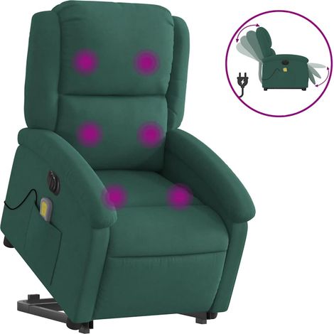 Fauteuil de Salon,Chaise,Fauteuil inclinable de massage électrique vert foncé velours CFW394889 (1/5)