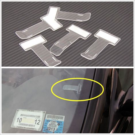 Outillage 5 Pièces Clip de Porte-Billet de Parking de Voiture Transparent Porte-Billet de Synchronisation en Plastique Porte-Billets de Pare-Brise de Voiture avec Ruban Adhésif - Transparent LangRay (1/5)