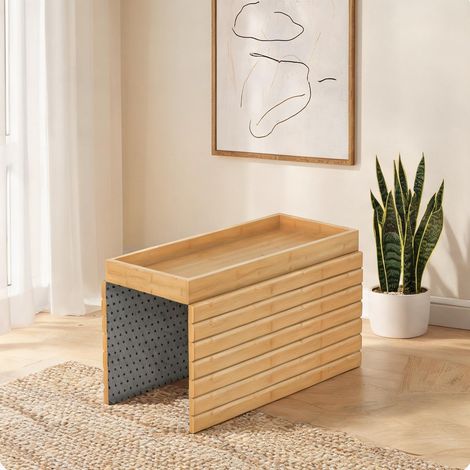 Plateau de canapé en bambou avec compartiment pour accoudoir (1/5)