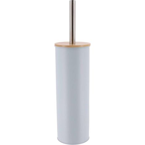 Brosse WC - 1 Unité - Métal Et Bambou - Design Moderne - Pour Salle De Bain - Bleu Clair (1/2)