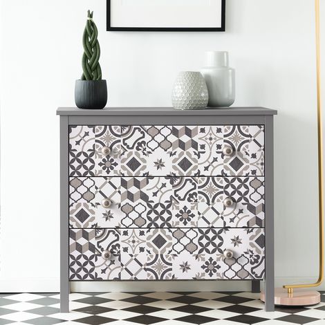 Stickers adhésif décoration Meuble - 60 STICKERS CARREAUX DE CIMENT MEUBLE AUTHENTIQUES CARIONIO - 60stickers10x10cm (1/5)