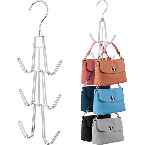 Porte-cartes pour armoire, porte-sacs à double couche, crochets métalliques pour suspendre sacs à main et portefeuilles. (1/5)