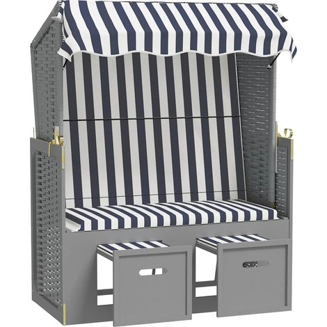 Maison Exclusive - Strandkorb mit Dach Poly Rattan und Massivholz
