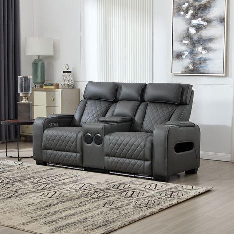 CAPRI ELECTRIC AIR LEATHER RECLINER CHAIR 2 Seater (CHARCOAL) (1/5)