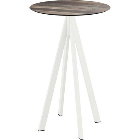 Mange-debout Infinity avec piètement blanc + plateau HPL Ø70 cm - Veba
